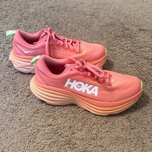 Hoka Bondi 8 Coral/Papaya Running Shoes (only worn once)
